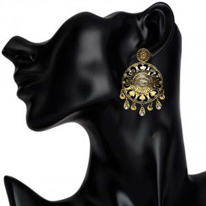 Stud Earrings Gold Plated Rhinestones